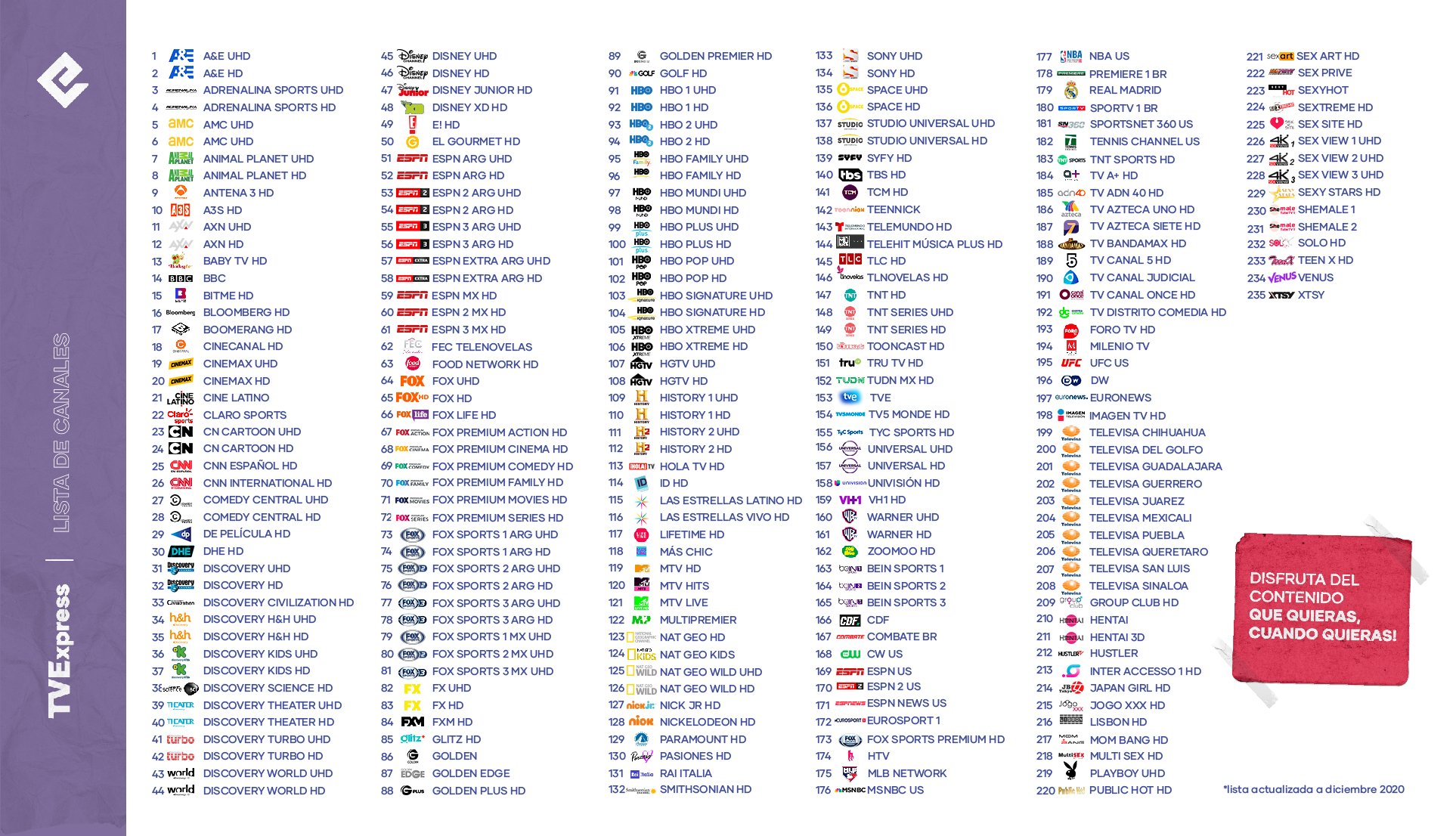 tv express channels